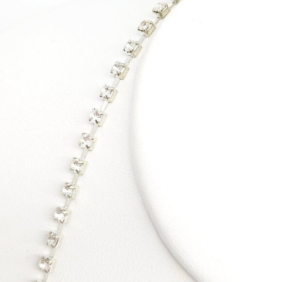 Special Occasion Teardrop Rhinestone Necklace Silver Tone Lavender & Clear NOS - Picture 6 of 8